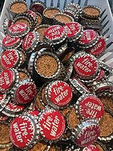1950's CORKED "FIRE WATER" BOTTLE CAPS NOW AVAILABLE AT